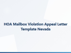 Hoa Mailbox Violation Appeal Letter Template Nevada